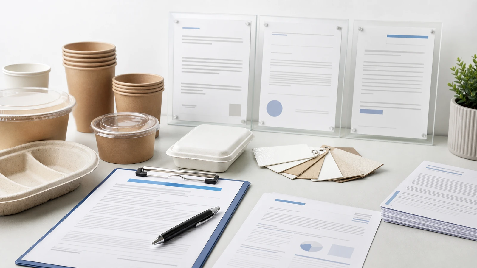 Food packaging certification and compliance documents for international food contact packaging buyers