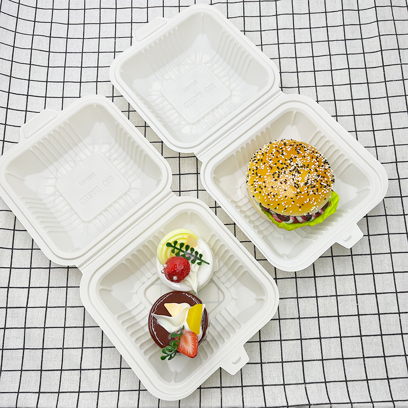 6-inch Cornstarch Clamshell Container product image showing cornstarch tableware for foodservice packaging