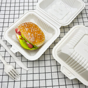 6-inch Cornstarch Clamshell Container product image showing cornstarch tableware for foodservice packaging