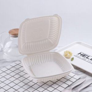 8-inch Cornstarch Clamshell Food Container product image showing cornstarch tableware for foodservice packaging