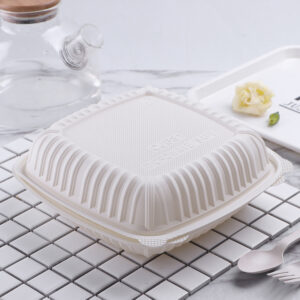 8-inch Cornstarch Clamshell Food Container product image showing cornstarch tableware for foodservice packaging