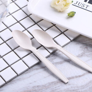 Individually Wrapped Cornstarch Spoon product image showing cornstarch tableware for foodservice packaging